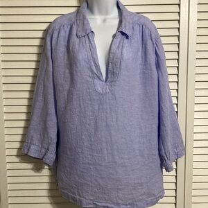 Sigrid Olsen Blue/Purple Oversized Notched Collar Blouse